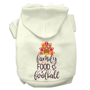 Family, Food, And Football Screen Print Dog Hoodie Cream M