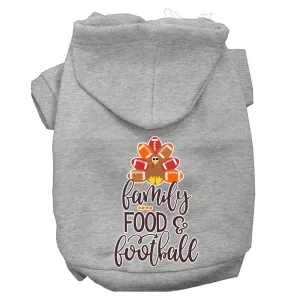 Family, Food, And Football Screen Print Dog Hoodie Grey M