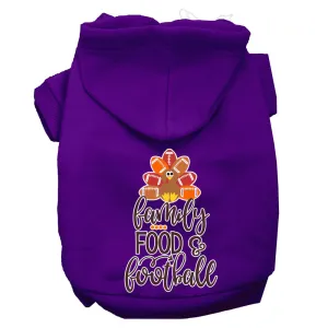 Family, Food, And Football Screen Print Dog Hoodie Purple M