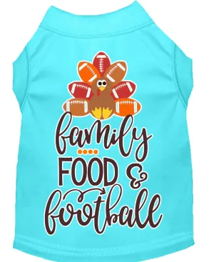 Family, Food, And Football Screen Print Dog Shirt Aqua Xxl