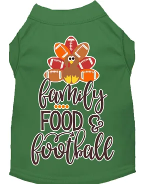 Family, Food, And Football Screen Print Dog Shirt Green Xs