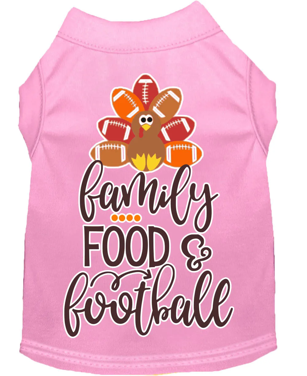 Family, Food, And Football Screen Print Dog Shirt Light Pink Sm