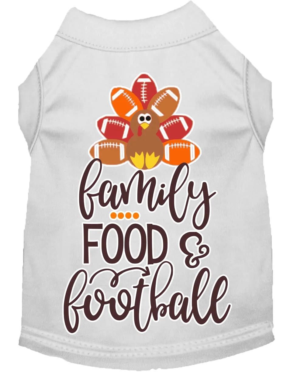 Family, Food, And Football Screen Print Dog Shirt White Xxxl