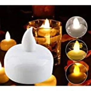 Haneet Collections™ Water Sensor Battery Operated Waterproof LED Floating Flameless & Smokeless Flickering Tealight Candles Perfect for Diwali/Party/Christmas Decorations(Warm White, Pack of 12)