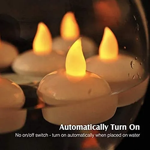 Haneet Collections™ Water Sensor Battery Operated Waterproof LED Floating Flameless & Smokeless Flickering Tealight Candles Perfect for Diwali/Party/Christmas Decorations(Warm White, Pack of 12)