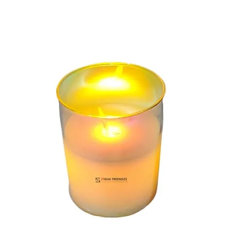 Itisha Treendzs Flameless LED Pillar Candles, 7 x 10 cm, Acrylic, Battery Operated, Dancing Flame, Flickering, for Home, Wedding, Party, Festival