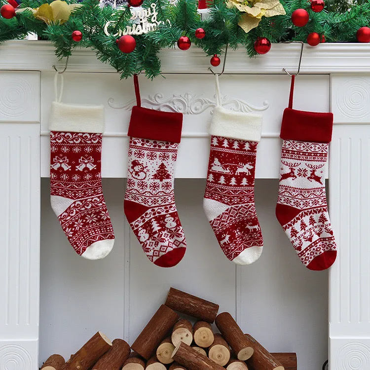 Knitted Fair Isle Customised Personalized Christmas Stockings, X'mas Hanging Home Decor Socks, Embroidered Xmas Stockings, Embroidery Gift