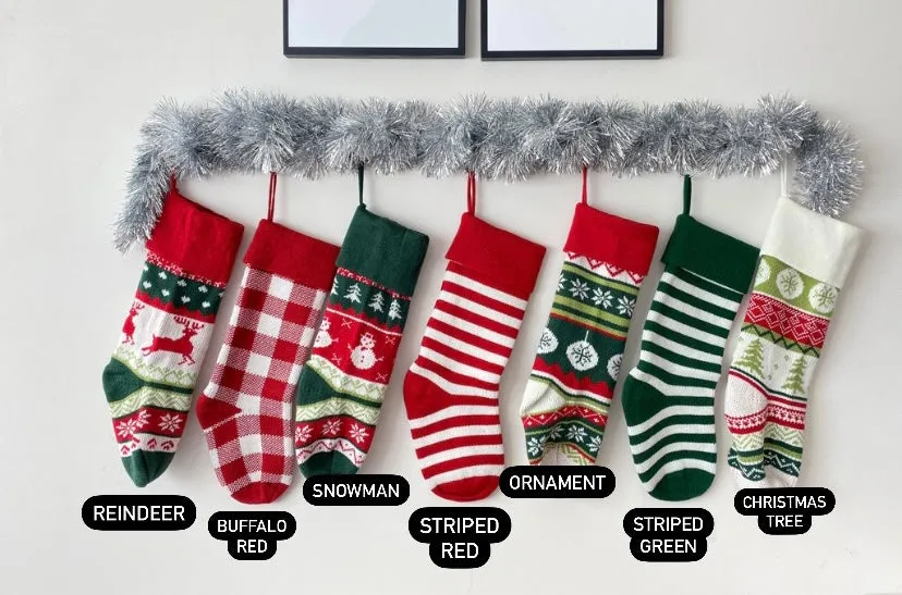 Knitted Fair Isle Customised Personalized Christmas Stockings, X'mas Hanging Home Decor Socks, Embroidered Xmas Stockings, Embroidery Gift