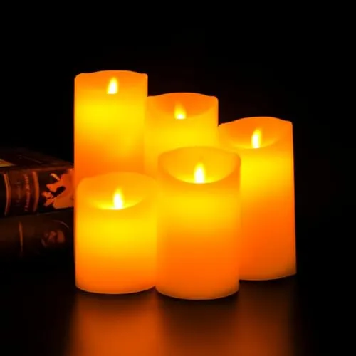 Kuber Industries LED Candles for Home Decoration|Battey Operated|Flameless Yellow Light|Safe & Easy to Maintain|Diwali Lights for Home Decoration, Other Festivities & Parties|Pack of 5|B0-005G|Gray