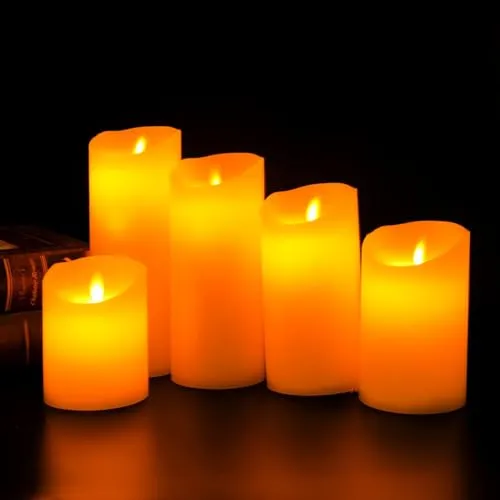 Kuber Industries LED Candles for Home Decoration|Battey Operated|Flameless Yellow Light|Safe & Easy to Maintain|Diwali Lights for Home Decoration, Other Festivities & Parties|Pack of 5|B0-005G|Gray