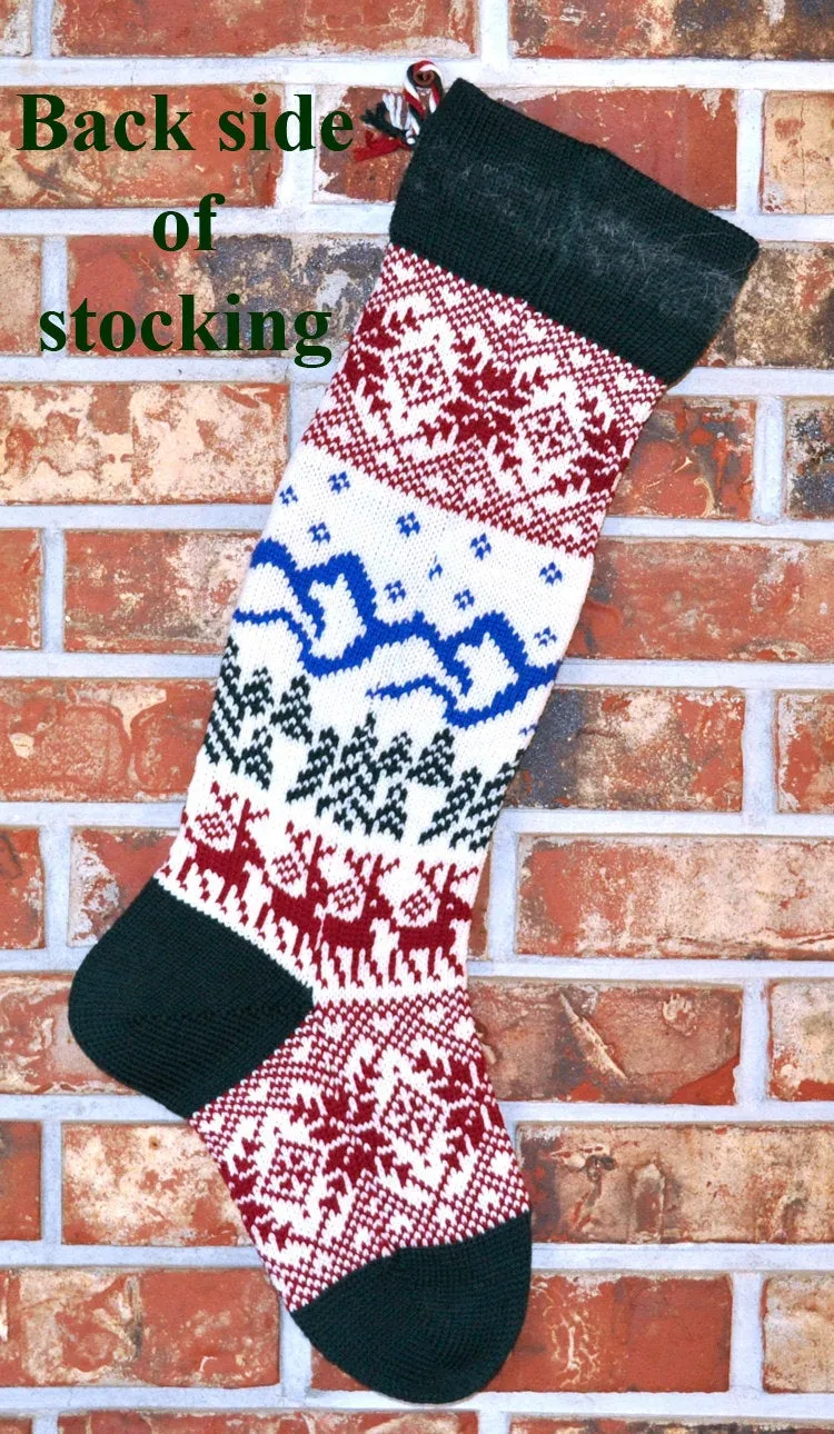 Large Personalizable Knit Wool Christmas Stocking - Scandinavian