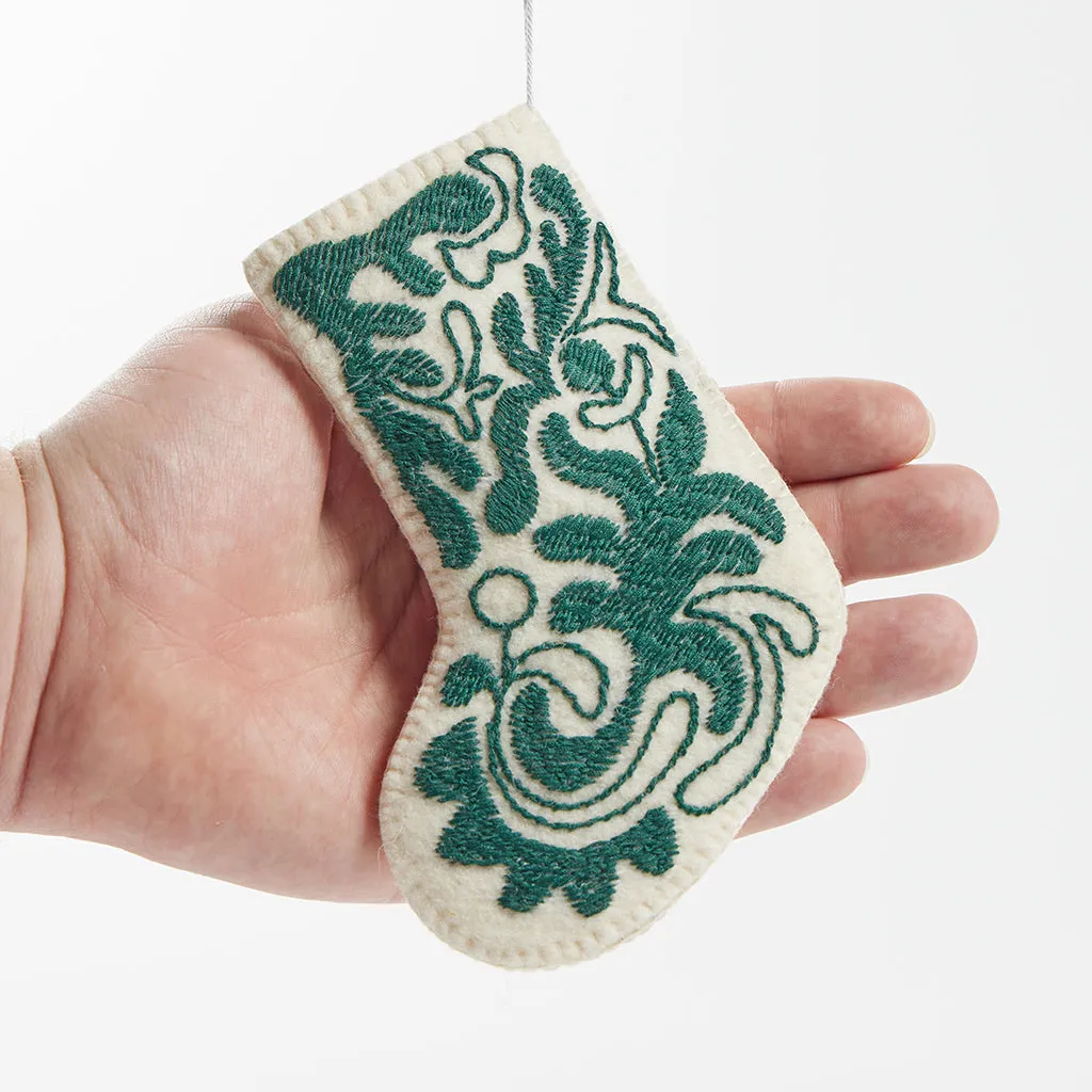 Mini Stocking Green Ornament