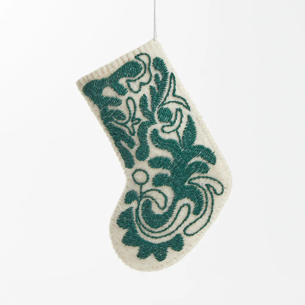 Mini Stocking Green Ornament