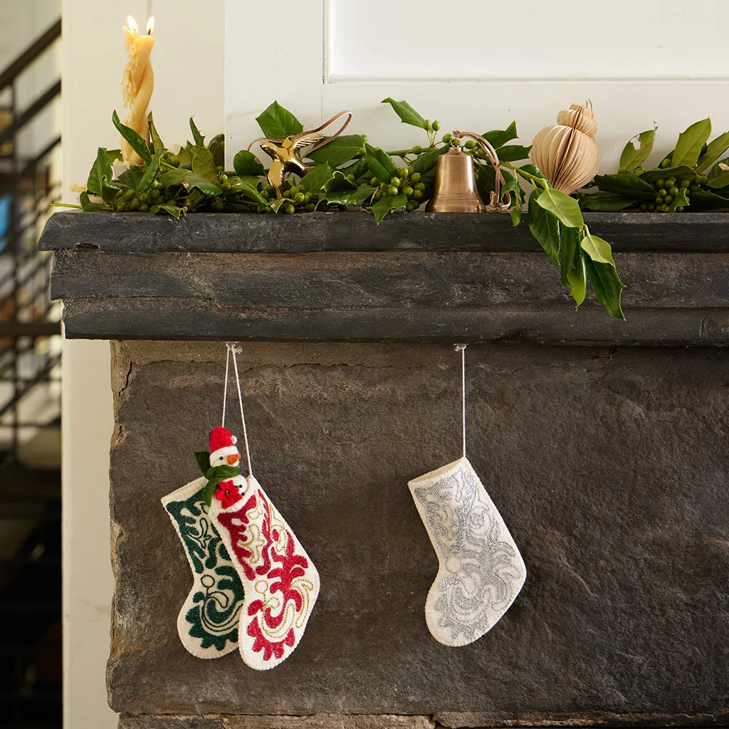 Mini Stocking Red and Gold Ornament