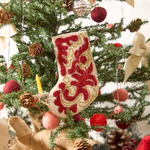 Mini Stocking Red and Gold Ornament