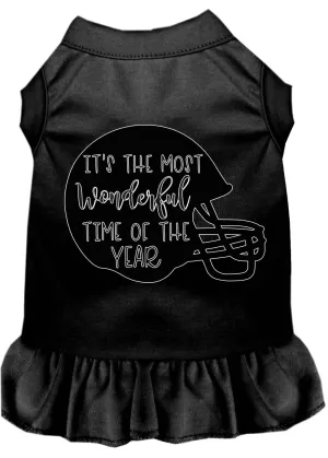 Most Wonderful Time Of The Year (football) Screen Print Dog Dress Black Xs