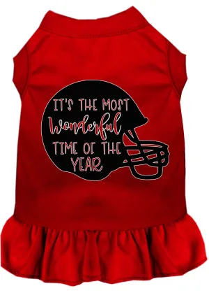 Most Wonderful Time Of The Year (football) Screen Print Dog Dress Red Sm