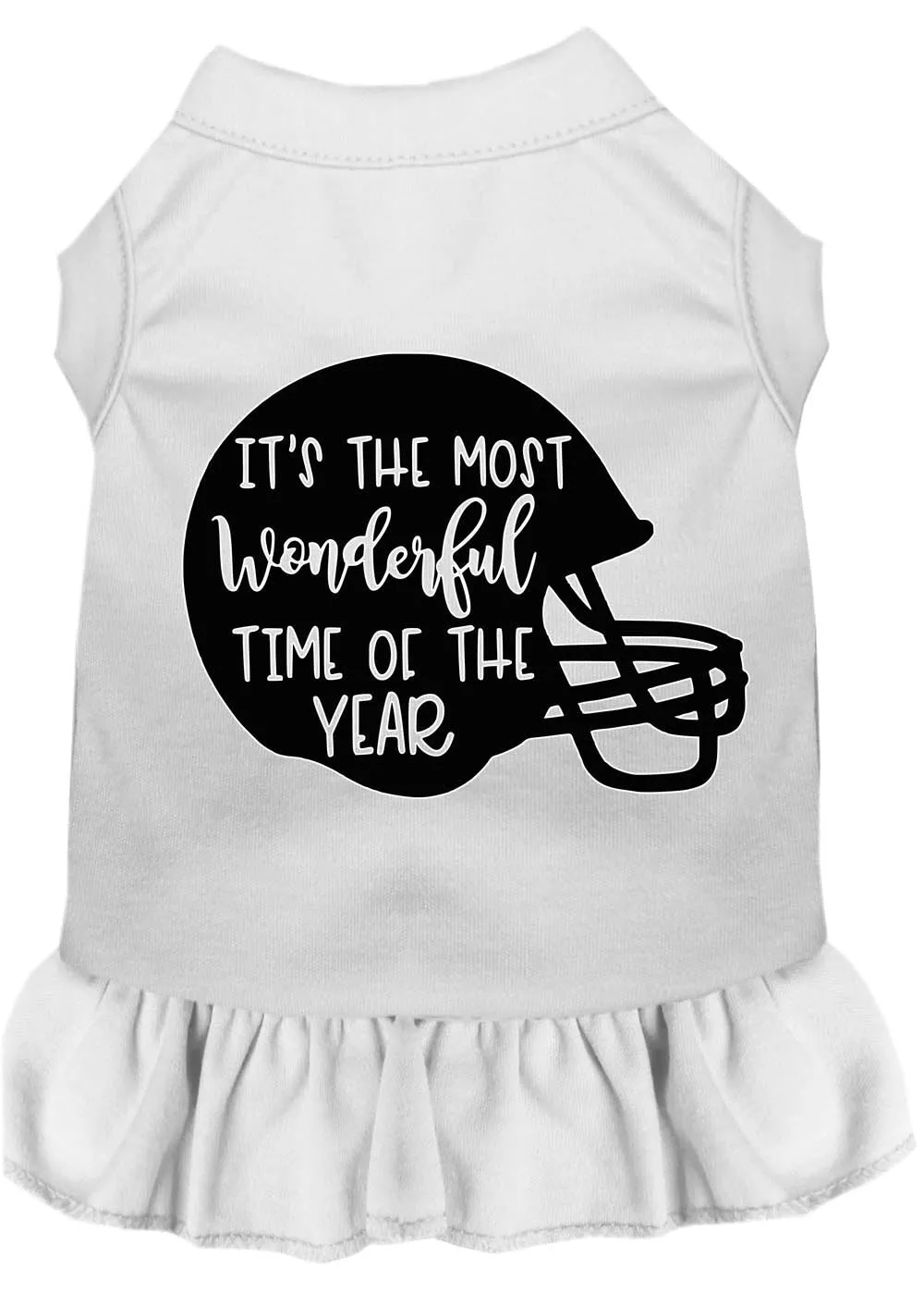 Most Wonderful Time Of The Year (football) Screen Print Dog Dress White 4x