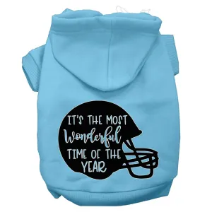 Most Wonderful Time Of The Year (football) Screen Print Dog Hoodie Baby Blue Xl