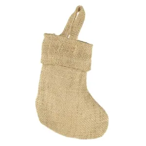 Natural Burlap Plain Christmas Stockings, 6-Inch, 12-Piece