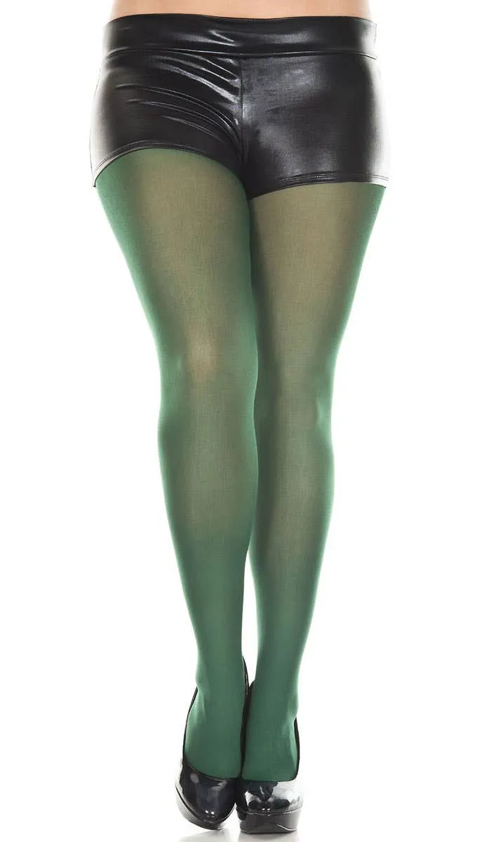 Opaque Full Length Womens Hunter Green Plus Size Pantyhose