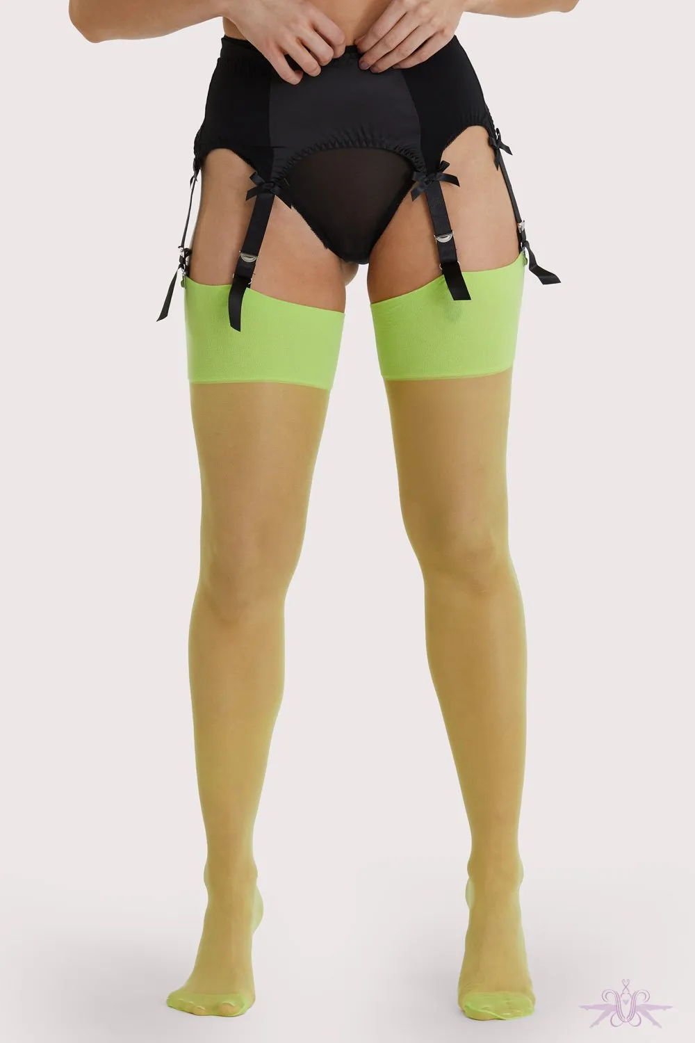 Playful Promises Lime Green Vintage Seamed Stockings