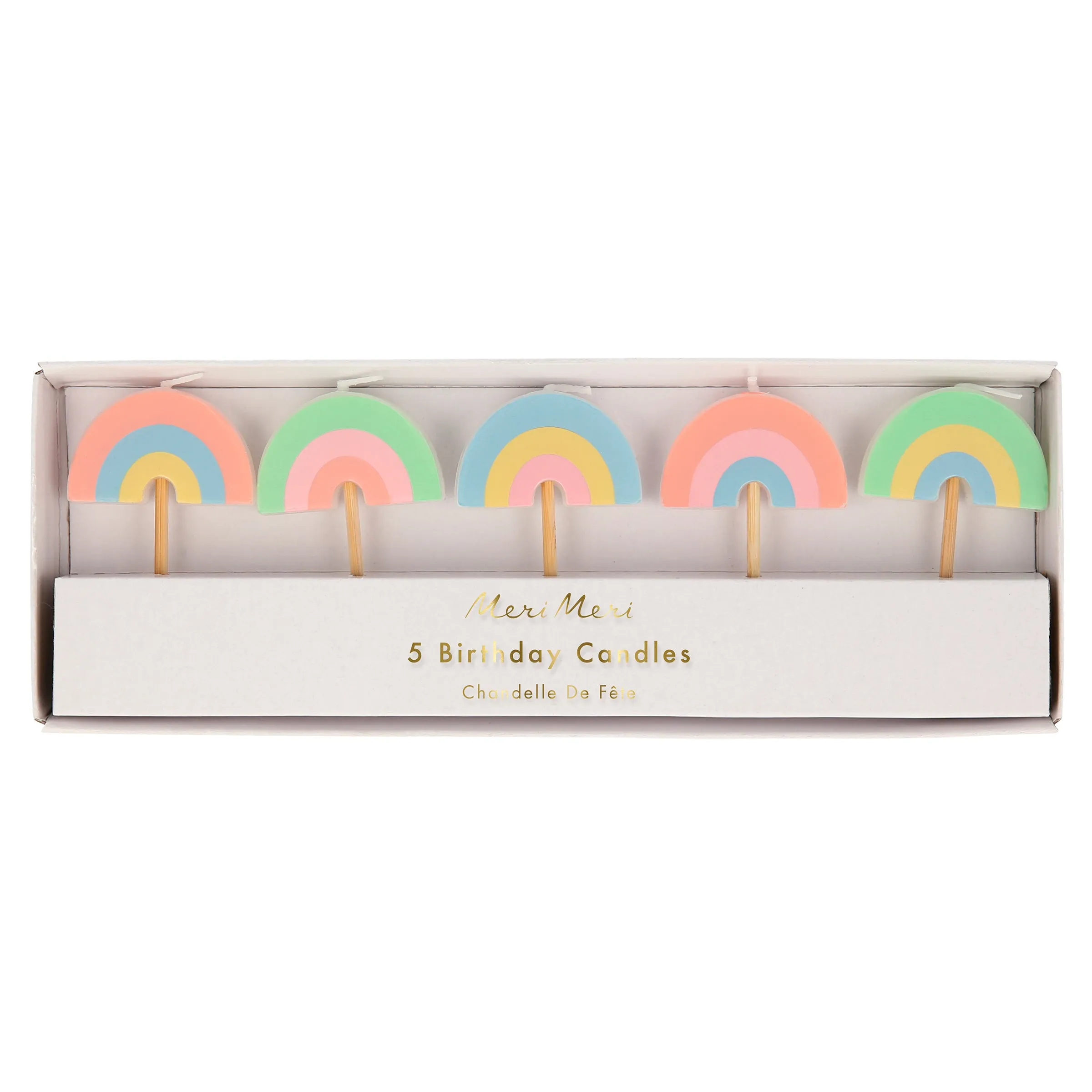 Rainbow Party Candles (x 5)