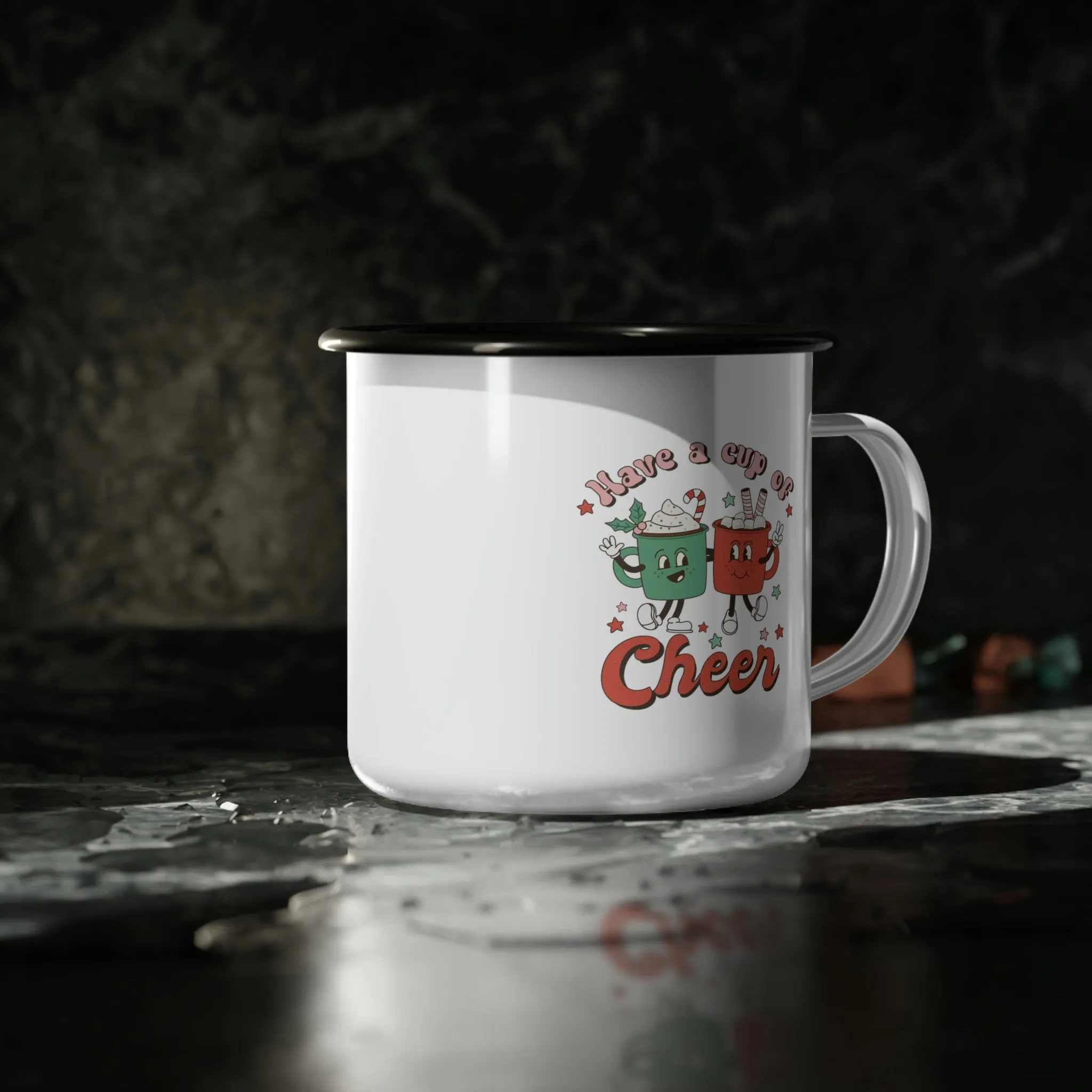 Retro Mug Have a cup of Cheer Enamel Camp Cup