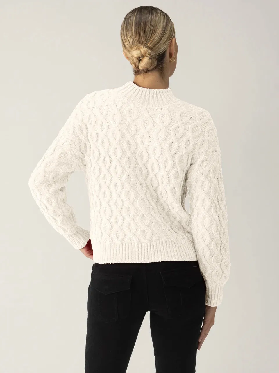 {Sanctuary} Cable Mock Neck Sweater