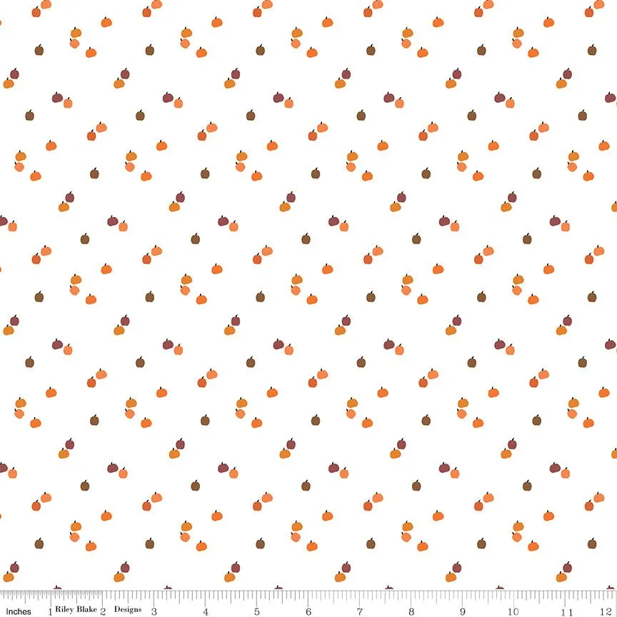 Seasonal Basics Pumpkins White Yardage by Christopher Thompson | Riley Blake Designs