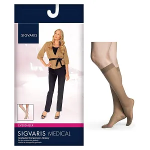 Sigvaris 782 Style Sheer Calf Compression Stocking, Knee High, Closed Toe, 20 to 30mmHg, Small, Short, Toasted Almond