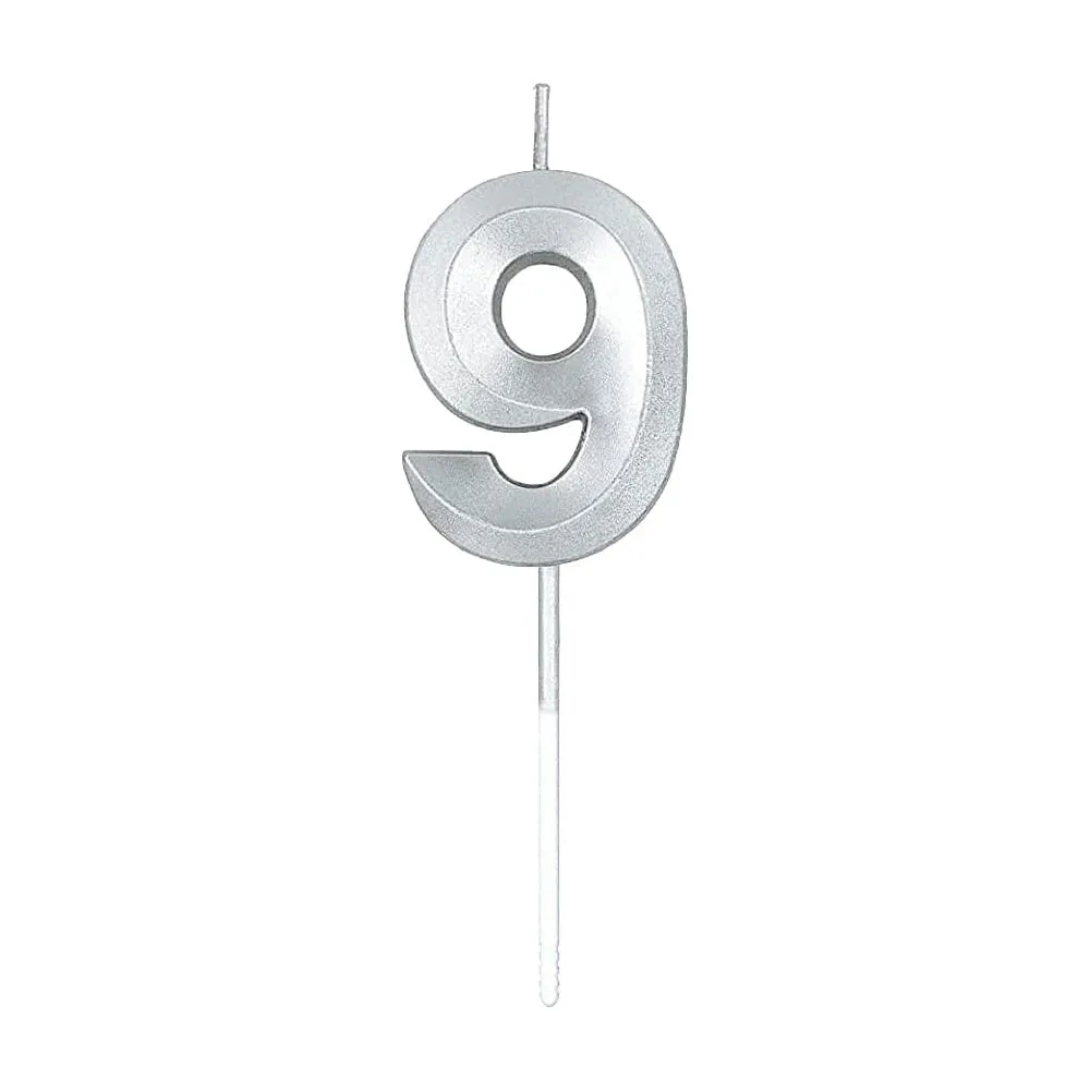 Silver Numeral Birthday Candles for Cake Decoration