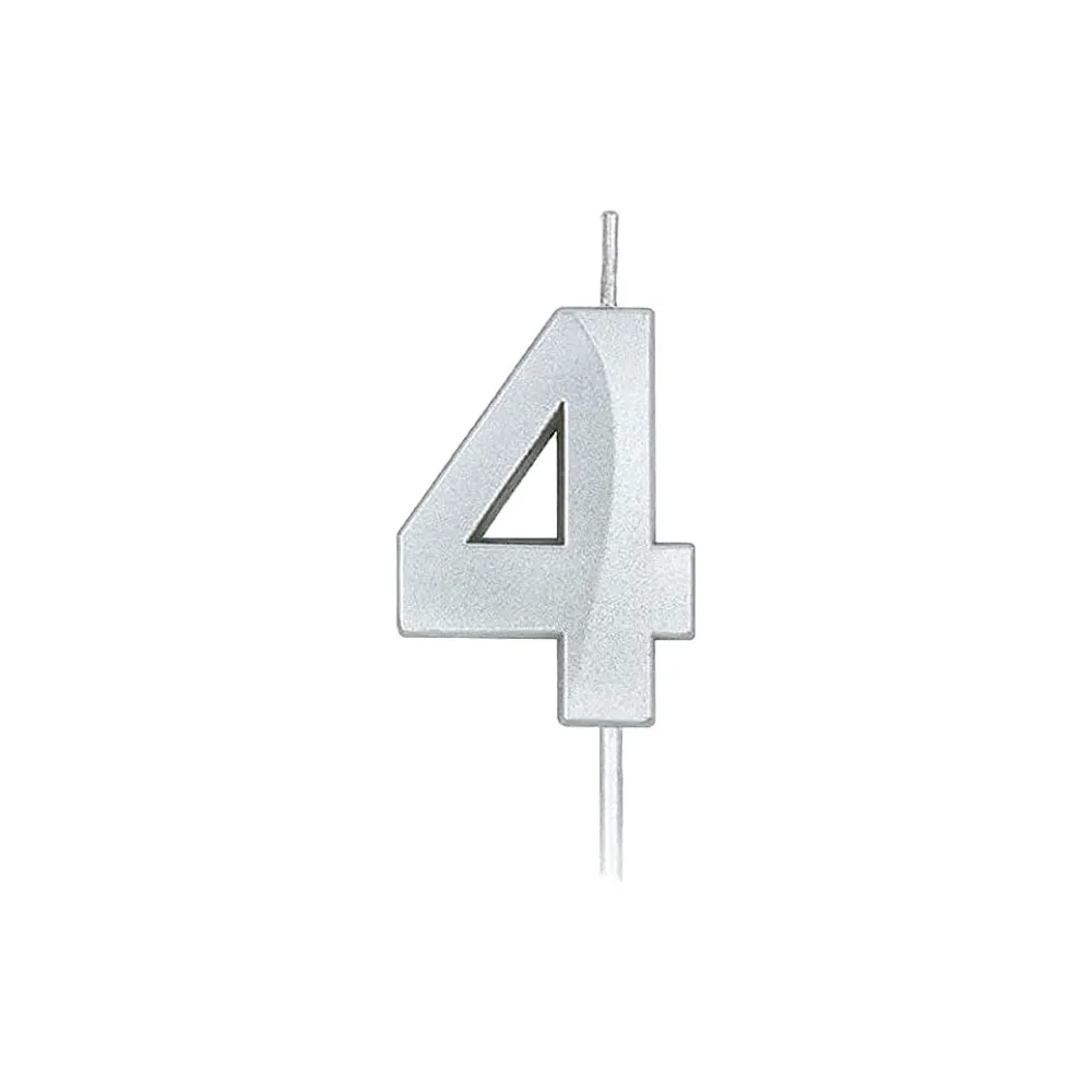 Silver Numeral Birthday Candles for Cake Decoration