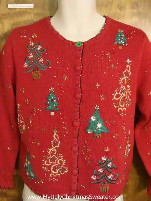 Sparkly Trees and Stars Horrible Christmas Sweater