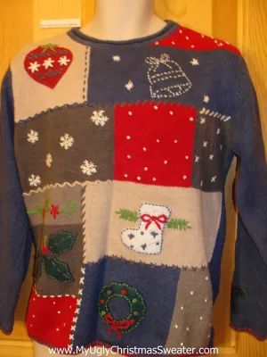 Tacky Patchwork Crafty Christmas Sweater