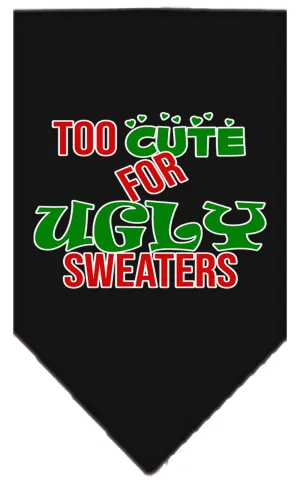 Too Cute For Ugly Sweaters Screen Print Bandana Black Small