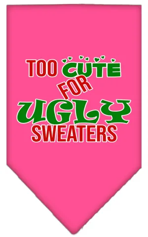 Too Cute For Ugly Sweaters Screen Print Bandana Bright Pink Small