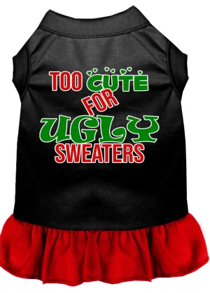 Too Cute For Ugly Sweaters Screen Print Dog Dress Black With Red Xxxl