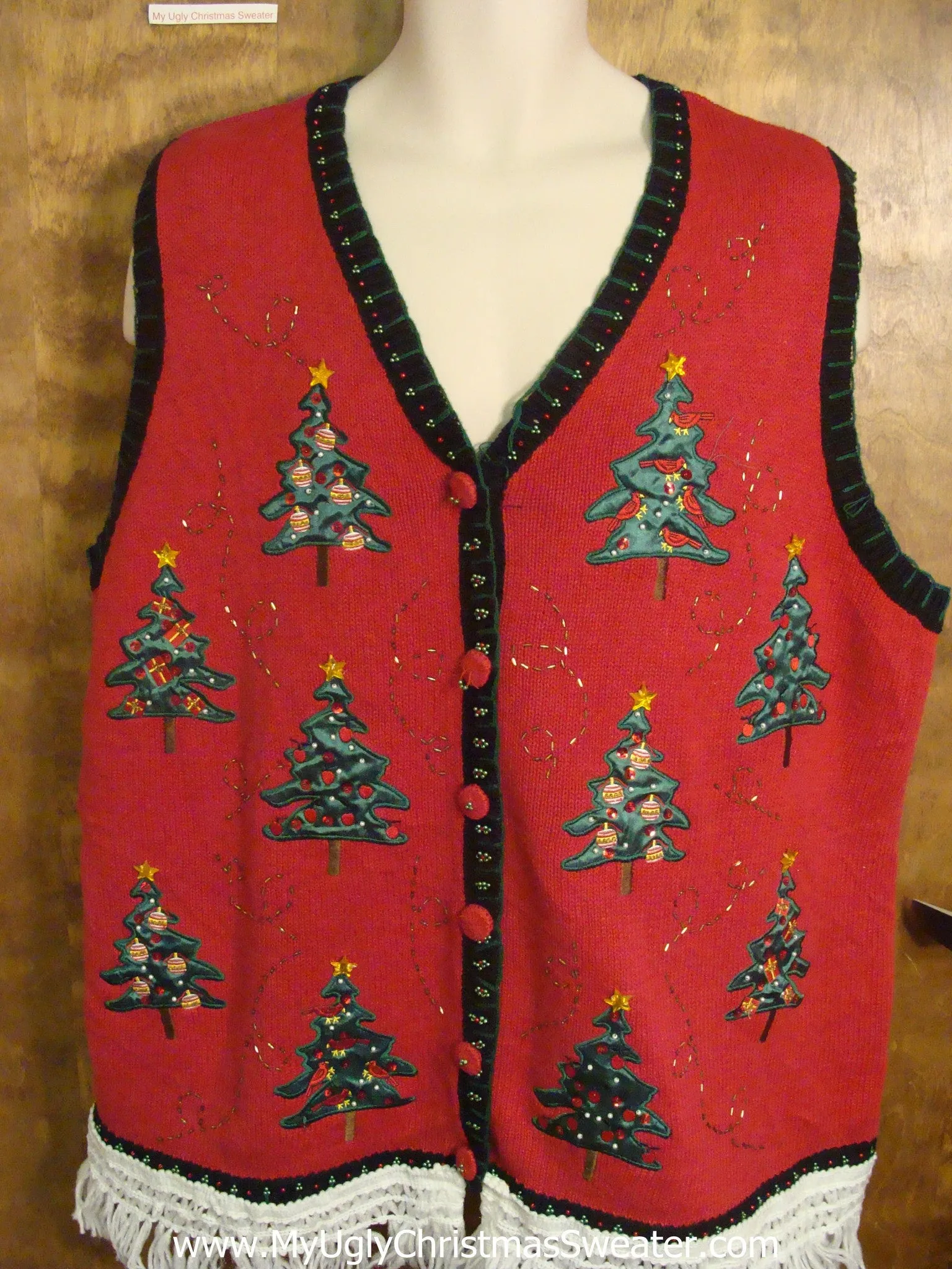 Trees In Their Xmas Decorations Ugly Christmas Jumper Vest