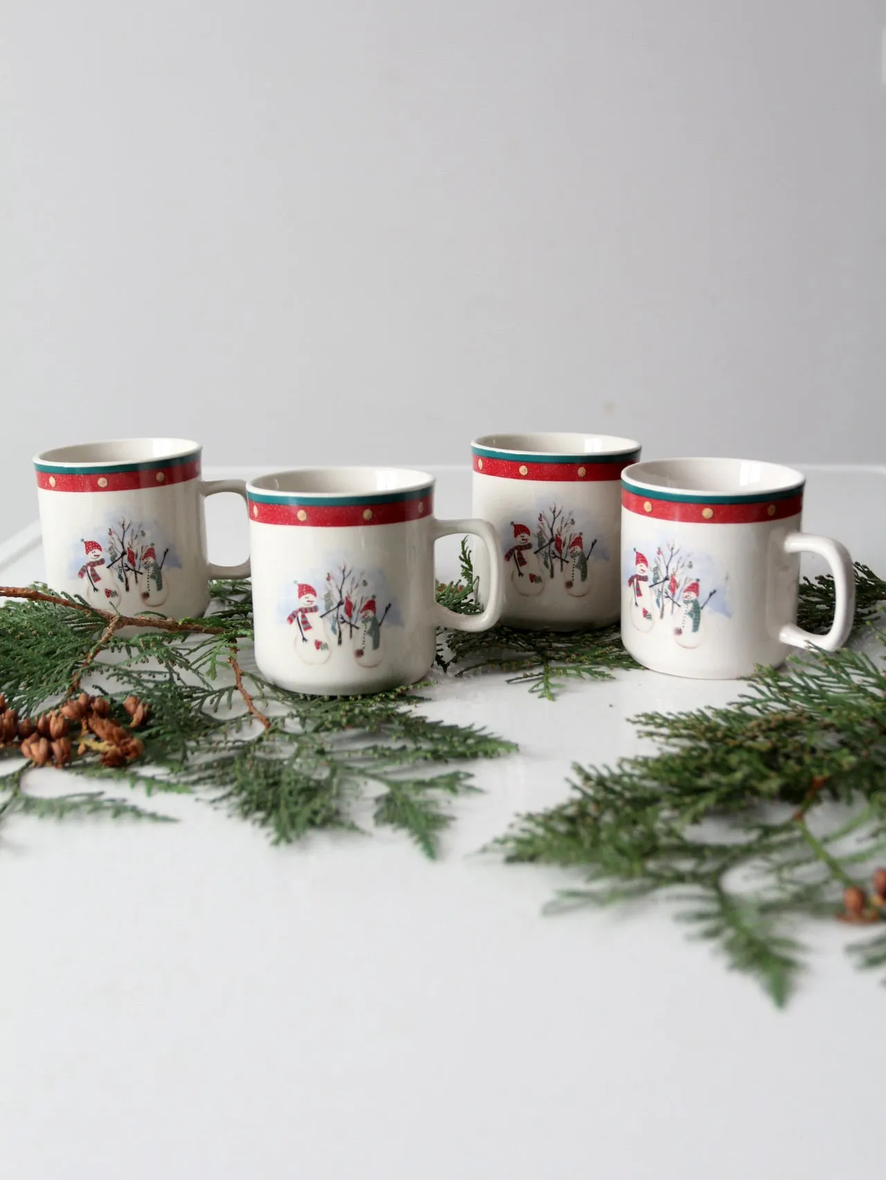 vintage Royal Season Stoneware snowman mugs set of 4