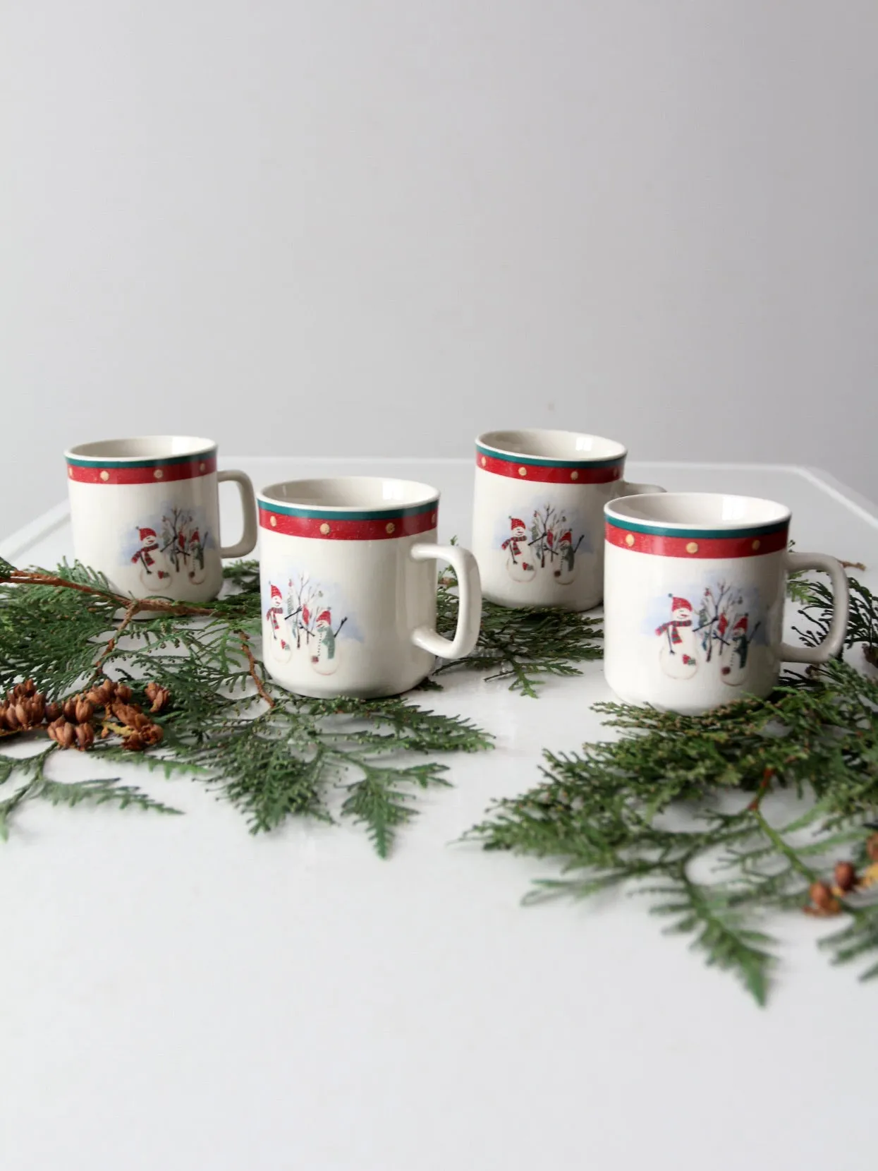 vintage Royal Season Stoneware snowman mugs set of 4