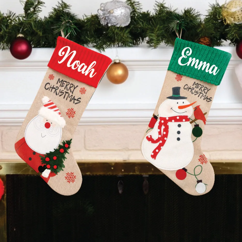 Vintage Vibe Stockings - Snowy Snowman