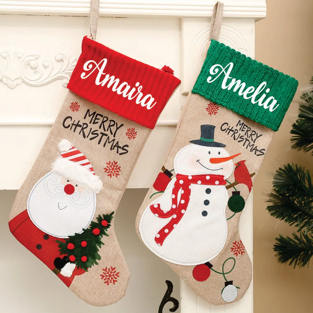 Vintage Vibe Stockings - Snowy Snowman