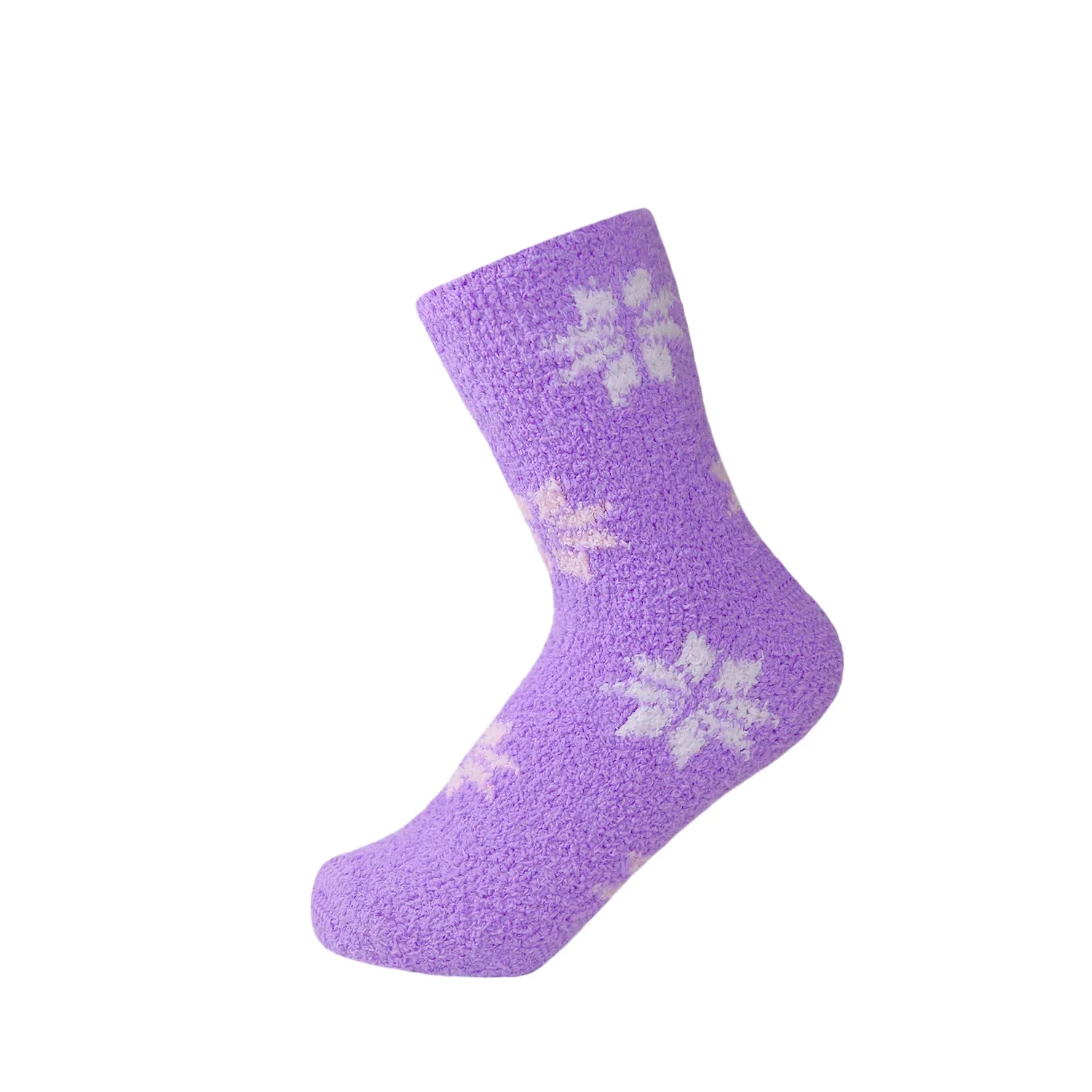 Women's Snowflakes Fuzzy Plush Soft Slipper Socks, Fluffy Warm Winter Cozy Socks, Sock size 9-11