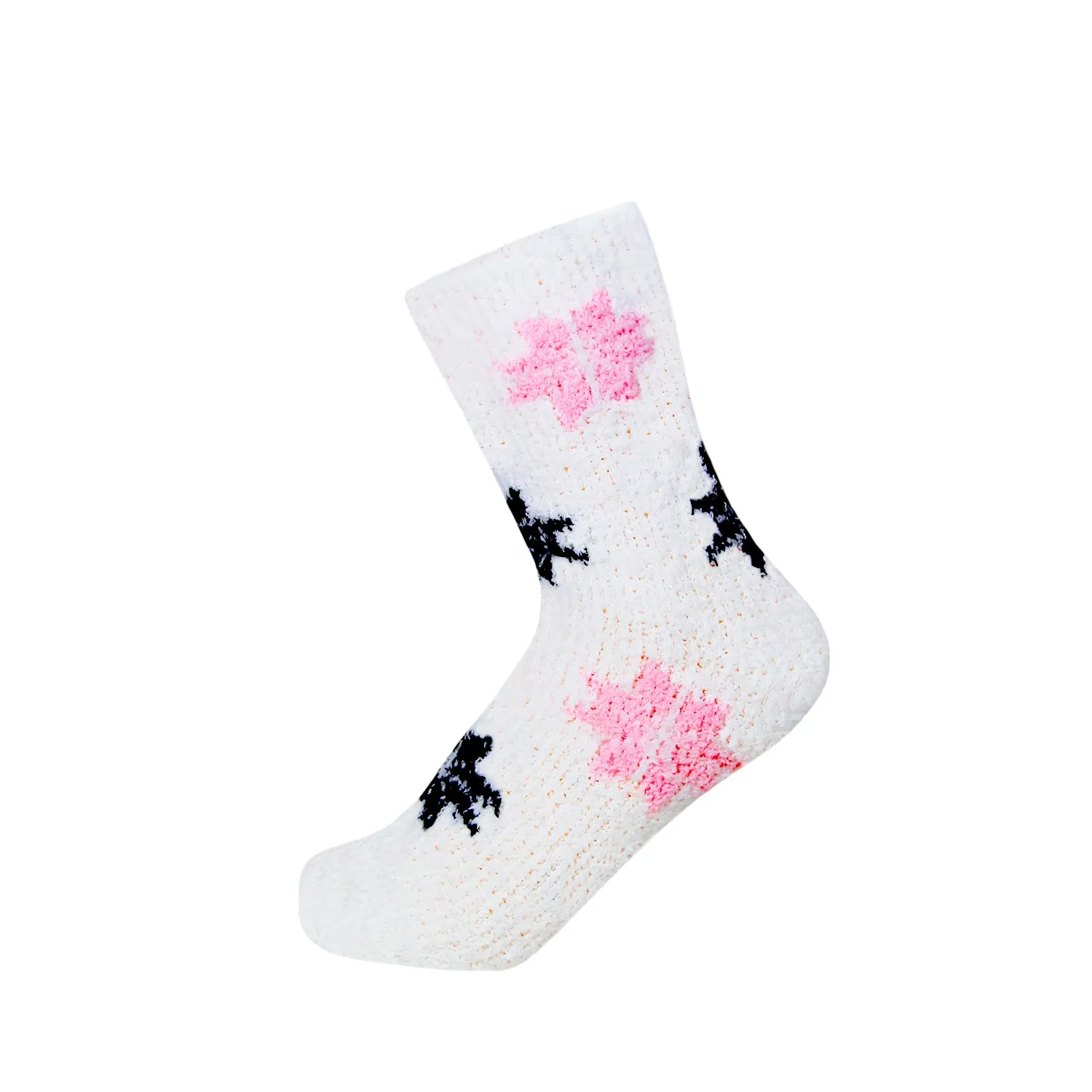 Women's Snowflakes Fuzzy Plush Soft Slipper Socks, Fluffy Warm Winter Cozy Socks, Sock size 9-11